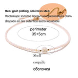 Mother of Pearl Initial Choker Natural Shell Beads Necklace for Women