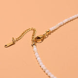 Mother of Pearl Initial Choker Natural Shell Beads Necklace for Women
