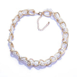 Golden Metal Chains Choker Necklace with Faux Pearl Beads