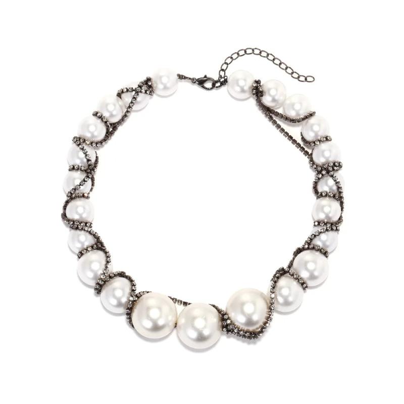 Double Layered Baroque Pearl Choker Necklace for Woman