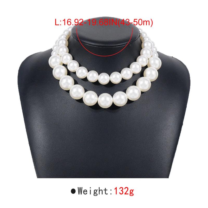 Double Layered Pearl Necklace Choker for Women Girls