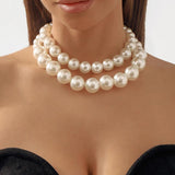 Double Layered Pearl Necklace Choker for Women Girls
