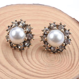 Faux Pearl Crystal Statement Large Collar Choker Necklace Women
