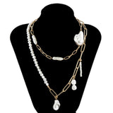 Retro Baroque Pearl Choker Necklace Hip-Hop Jewelry Punk Metal Collar