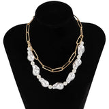 Retro Baroque Pearl Choker Necklace Hip-Hop Jewelry Punk Metal Collar