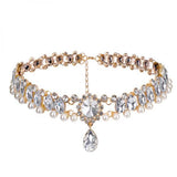 Boho Colorful Rhinestone Choker Necklace with Water Drop Pendant