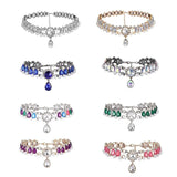 Boho Colorful Rhinestone Choker Necklace with Water Drop Pendant