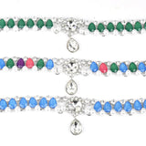Boho Colorful Rhinestone Choker Necklace with Water Drop Pendant