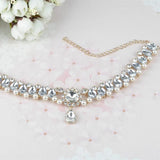 Boho Colorful Rhinestone Choker Necklace with Water Drop Pendant