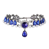 Boho Colorful Rhinestone Choker Necklace with Water Drop Pendant