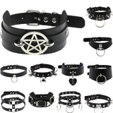 Hip Hop Punk PU Leather Choker Necklace Harajuku Gothic Bowknot Pendant Heart