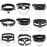 Hip Hop Punk PU Leather Choker Necklace Harajuku Gothic Bowknot Pendant Heart