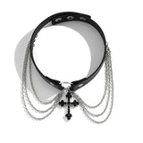 Y2K Gothic Cross Pendant Necklace Grunge Tassels Leather Women Jewelry