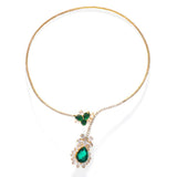 Stonefans Green Crystal Cuff Collar Necklace