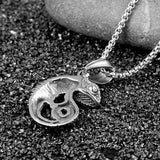 Gothic Stainless Steel Chameleon Pendant Necklace
