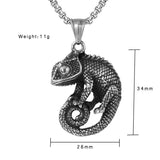 Gothic Stainless Steel Chameleon Pendant Necklace