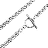 Stainless Steel Necklace Toggle bar Clasp Silver Wheat Chain