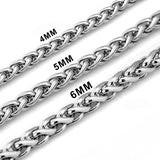Stainless Steel Necklace Toggle bar Clasp Silver Wheat Chain