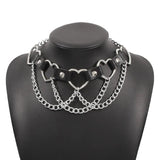 Punk Chain Choker Necklace Leather Collar Gothic Jewelry