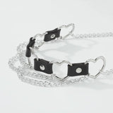 Punk Chain Choker Necklace Leather Collar Gothic Jewelry