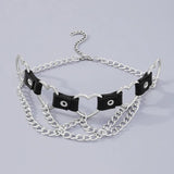 Punk Chain Choker Necklace Leather Collar Gothic Jewelry