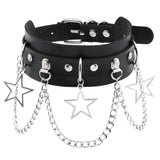 Punk Goth Heart Star Pendant Necklace with Tassel Chain