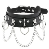 Punk Goth Heart Star Pendant Necklace with Tassel Chain