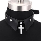 Stainless Steel Cross Pendant Choker Necklace for Women Girls