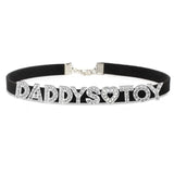 Rhinestone DADDYS TOY Choker Necklace Leather Collar