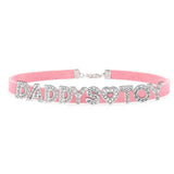 Rhinestone DADDYS TOY Choker Necklace Leather Collar