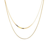 18K Plated Double Snake Chain Choker Necklace Stainless Steel Jewelry