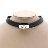 PU Leather Round Choker Necklace Punk Statement Hip Hop Bondage