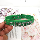 Sexy Custom Letters Collar Choker Necklace Punk Green PU Leather