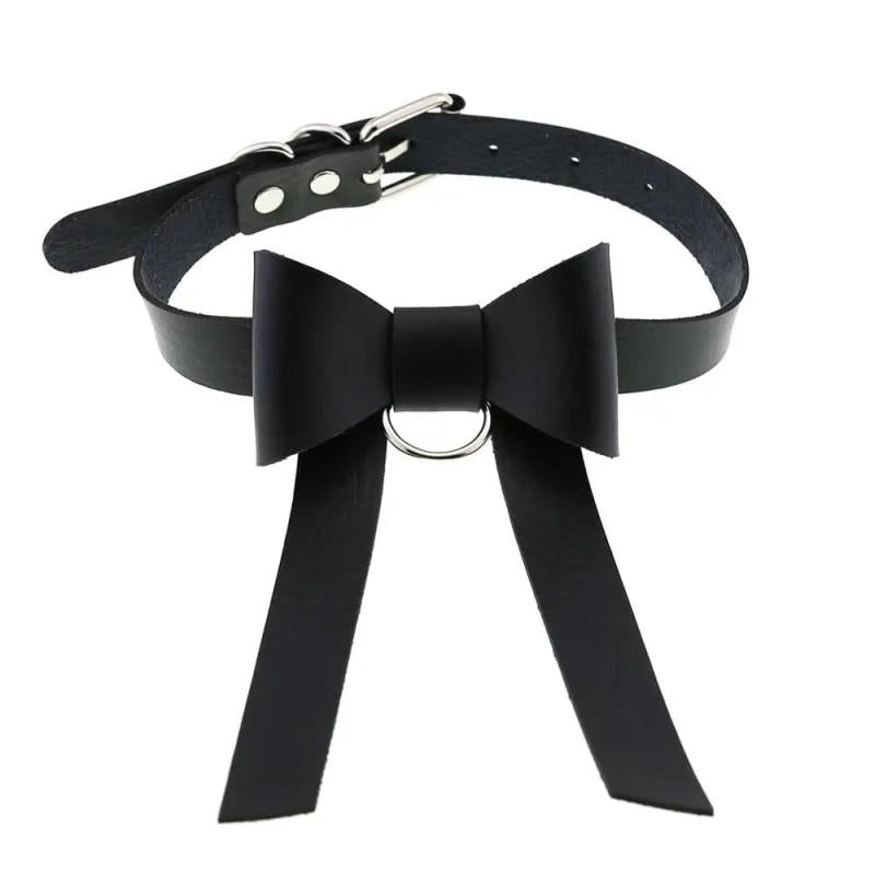 Leather BowKnot Choker Necklace Collar Gothic Punk Choker