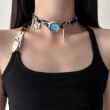 Y2K Niche Leather Watch Pendant Stainless Steel Choker