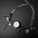 Y2K Niche Leather Watch Pendant Stainless Steel Choker