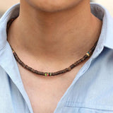 Vintage Wood Necklace Men Choker Collar Boyfriend Gift Punk Colar