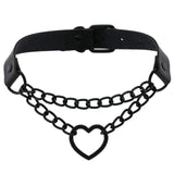 Goth Punk Spike Rivet Choker Collar For Women Heart Bell Necklace