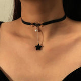 Sexy Gothic Lace Necklace Double Heart Bone Chain Pendant