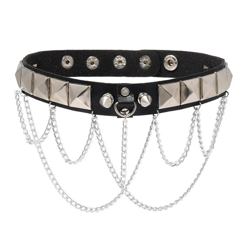 Rivet Leather Choker Necklace Gothic Punk Collar