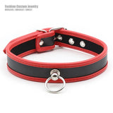 Sexy PU Leather Collar Choker with Iron Hoop