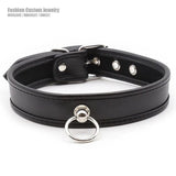 Sexy PU Leather Collar Choker with Iron Hoop