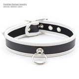 Sexy PU Leather Collar Choker with Iron Hoop