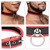 Sexy PU Leather Collar Choker with Iron Hoop