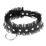 Leather Choker Necklace Goth Lace Collar