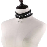 Leather Choker Necklace Goth Lace Collar