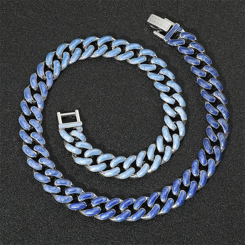 Hip Hop Cuban Chains Necklace & Bracelet Enamel Charm Jewelry
