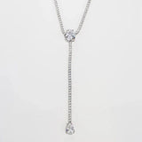 Stonefans Green Crystal Y Necklace Rhinestone Choker Water Drop
