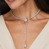Stonefans Green Crystal Y Necklace Rhinestone Choker Water Drop