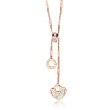 Roman Numeral Circle & Heart Steel Wedding Necklace